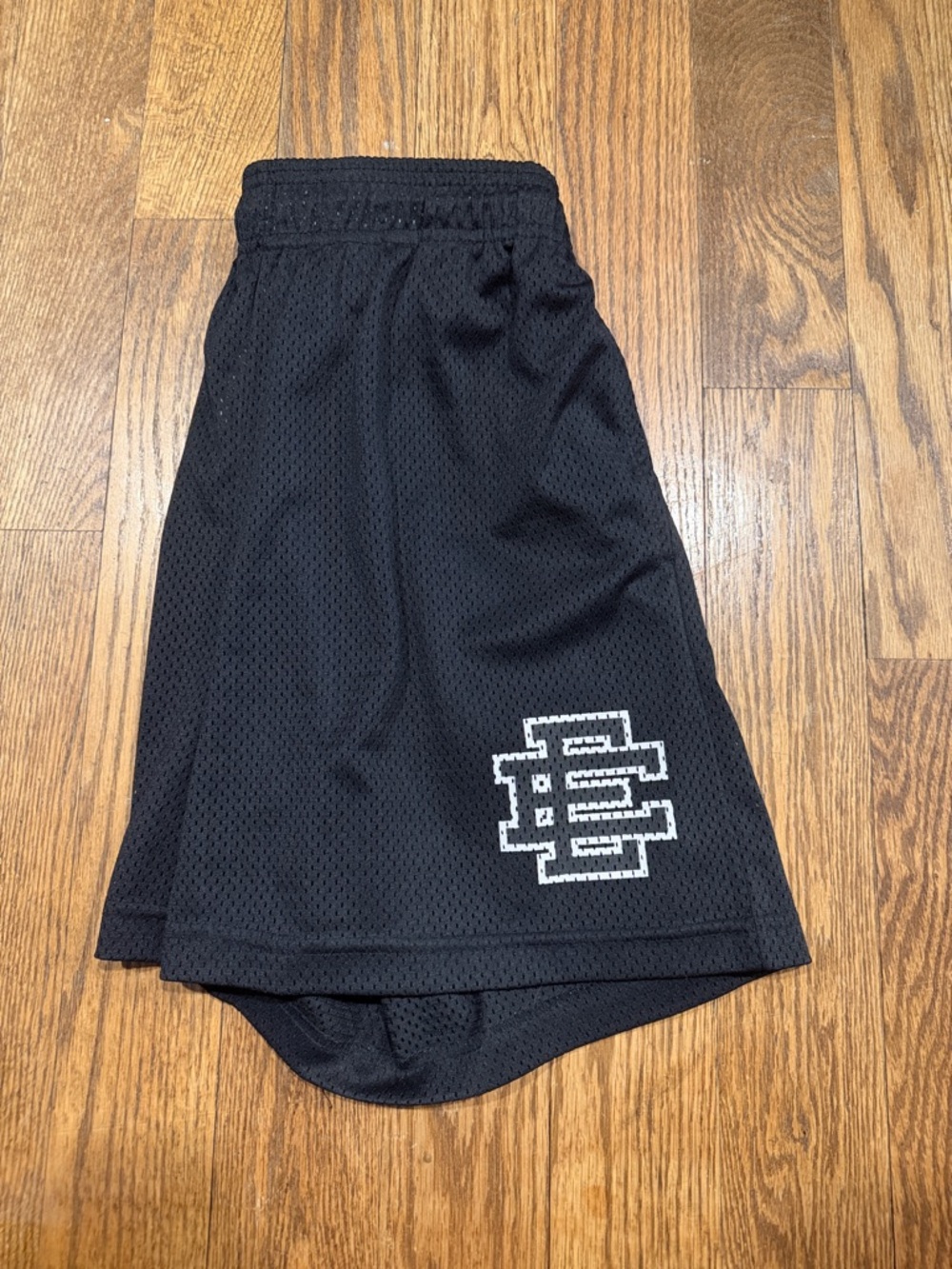 Eric Emanuel Black Mesh Athletic Shorts with White Logo